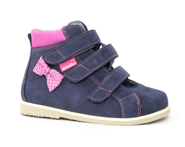 Zdrowe trzewiki dziecięce na trzy rzepy, ze stabilizacją pięty, na zimowej podeszwie, Ocieplenie z futra z membraną Te-POR®