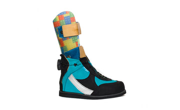 Wysokie obwuie do ortez dla dzieci z otwieraną piętą, z wiązaniem BOA®, na Vibramie, Ocieplenie z membraną Te-POR® szara