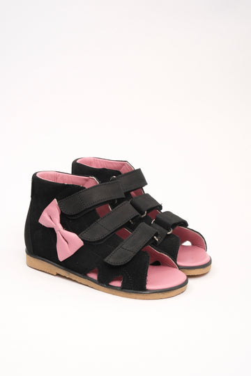 Kapcie dla dziewczynek  z usztywnioną piętą, bez języka, na rzepy, z obcasem Thomasa