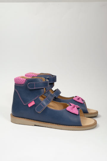 Dziewczęce sandały z kokardką z usztywnioną piętą, z obcasem Thomasa, Tęgość F